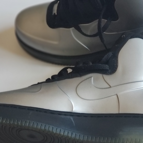 air force 1 high foamposite silver